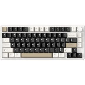FELICON x Attack Shark X86 75% Aluminum CNC Wireless Mechanical Gaming Keyboard with Volume Knob,82 Key Gasket Hot Swappable RGB Custom Keyboard with 5-Layer Padding, BT/2.4GHz/USB-C-Milk White