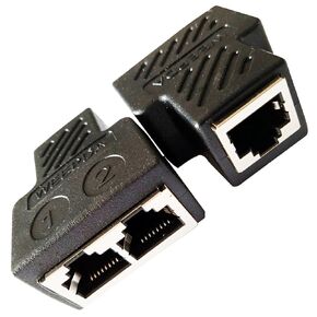RJ45 8P8C Adapter Splitter RJ45 1 Female to 2 Female Coupler Ethernet LAN 1 to 2 Ethernet Splitter Adapter Connector for Cat5 Cat6 2pcs