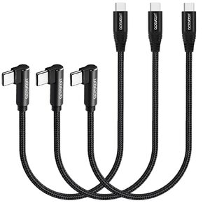 aceyoon USB C Cable Short 6 inch Right Angle, [3 Pack] 100W PD Type C Fast Charging Cord for iPhone 15 Plus/15 Pro Max, MacBook Pro, iPad Pro, Samsung Galaxy S24 S23 S22 S21 Ultra