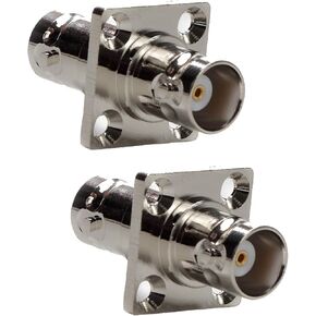 BNC Female to Female Adapter BNC Flange Adapter 4 Hole Panel Mount BNC Jack Coax Connector Straight RF Coaxial Adapters Pack of 2