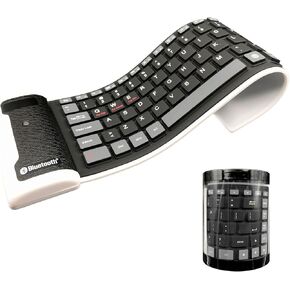Meega Black Wired Silicone Keyboard, Foldable Waterproof Rollup Keyboard for Laptop/Notebook/iPad/Mobile Phone, USB Wired