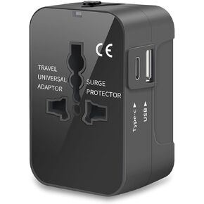 Travel Adapter, Universal Power Adapter Wall AC Power Plug with Type-C and USB-A Charging Ports for USA EU UK AUS Mobile Phones, Tablets, Laptops, MP3s and Shavers