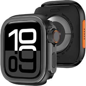 Amizee 2 in 1 Metal Case Compatible with Apple Watch Series 10 46mm with Back Cover, Rugged Shockproof Protective Bumper Cover for iWatch 46mm, Black