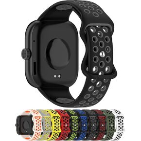 Disscool Replacement Wristbands Compatible with Redmi Watch 4, 22mm Adjustable Soft Silicone Wrist Strap with Quick Release Watch Accessories(Black+Grey)