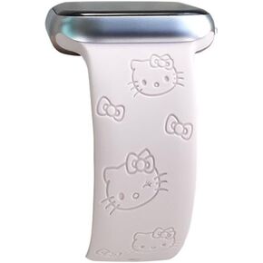 Cartoon Engraved Band Compatible with Apple Watch Band 49mm 45mm 44mm 42mm 41mm 40mm 38mm Girls Women Soft Silicone Lovely Style Band for iWatch Series 9 8 7 6 5 4 3 2 1 SE Ultra (38/40/41mm,
