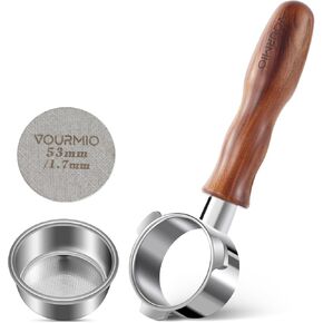 54mm Bottomless Portafilter - 3 Ears with Stainless Steel Filter Basket, Fits Breville Barista Express, Pro, Touch, Bambino Plus, Infuser (880BSS, 870XL, 878BSS, 500BSS, 840XL), Black