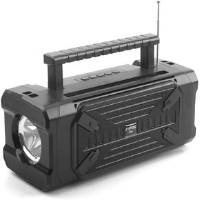 مكبر صوت بلوتوث محمول بالطاقة الشمسية مع مصباح يدوي للطوارئ في الهواء الطلق، وظيفة راديو FM، مكبر صوت بلوتوث عالي الصوت يعمل بالطاقة الشمسية (أسود) in Kuwait