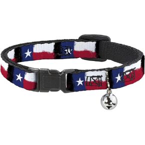 Buckle-Down Cat Collar Breakaway Texas Flag Painting 8 to 12 Inches 0.5 Inch Wide