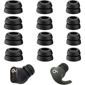 Double Flange Ear Tips for Beats Studio Buds Replacement Earbuds Tips for Beats Earbuds Beats Fit Pro 6 Pairs Black