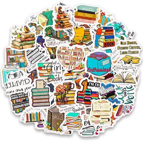 cobee 100PCS Book Stickers, Bookish Reading Stickers Vinyl Waterproof Cute Reading Stickers Gift for Kindle Book Lovers Water Bottle Laptop Phone Case Binder