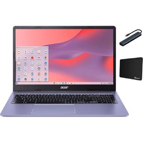 acer Chromebook 315 15.6 inch Laptop, Intel Processor N4500, 1.1 GHz, 4GB RAM, 64GB eMMC, Chrome OS, Proctective Sleeve Included, Moonstone Purple with Accessories