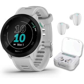 Wearable4U Garmin Forerunner 55 GPS Running 42 mm Watch with Daily Suggested Workouts, Aqua Power Pack Bundle