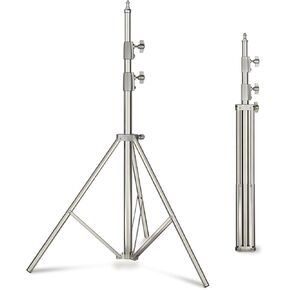 Light Stand Photography Stainless Steel - 6.7ft/2m Light Tripod Stand with 1/4"Screw Adapter,Max Load Bearing 22lbs/10kg for Ring Light,LED Video Light,Strobe Light,Speedlight,Softbox,Camera