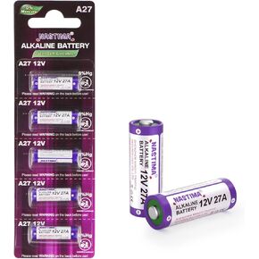 NASTIMA 12V 27A A27 Alkaline Battery, V27A LR27A MN27 L828 12V Battery (5-Pack)