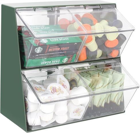 Bokelai Coffee Pod Holder with 2 Large Capacity Basket K Cup Storage Container Coffee Bar Accessories for Creamer Suger Plastic Desk Organizer Box Tea Bag Organizer Creamy White/Clear in Saudi Arabia