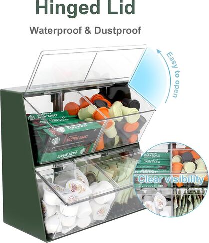 Bokelai Coffee Pod Holder with 2 Large Capacity Basket K Cup Storage Container Coffee Bar Accessories for Creamer Suger Plastic Desk Organizer Box Tea Bag Organizer Creamy White/Clear in Saudi Arabia