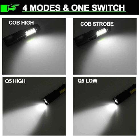 MODOAO COB LED Flashlights,Ultra Bright 4 Modes Mini Handheld Torch,Waterproof Pocket Lights for Emergency and Outdoor and Camping Use(5 Pack) in Saudi Arabia