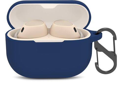 Soft Silicone Protective Case Compatible with Jabra Elite 10/Jabra Elite 8 Active, Protective Skin Cover with Carabiner (Navy) in Kuwait