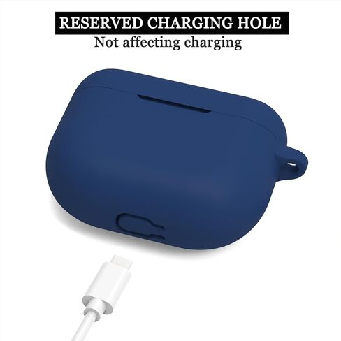 Soft Silicone Protective Case Compatible with Jabra Elite 10/Jabra Elite 8 Active, Protective Skin Cover with Carabiner (Navy) in Kuwait