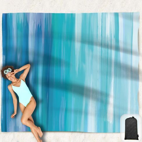 Sand Proof Beach Blanket,Waterproof Sand Free Beach Mat Large with Corner Pockets,Portable Mesh Bag for Beach Festival,Picnic and Outdoor Camping,Colored Check in Saudi Arabia