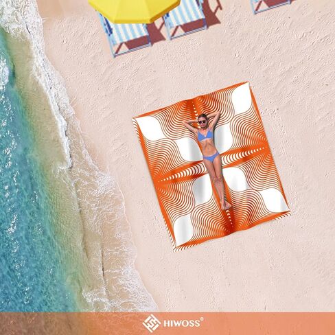 بطانية شاطئ مقاومة للرمال، سجادة شاطئ مقاومة للماء وخالية من الرمال، كبيرة مع جيوب في الزوايا، حقيبة شبكية محمولة لمهرجان الشاطئ، والنزهات والتخييم في الهواء الطلق، فحص ملون in Kuwait