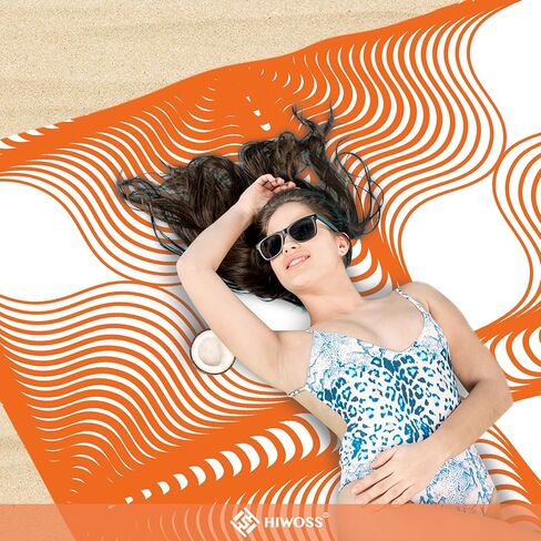 بطانية شاطئ مقاومة للرمال، سجادة شاطئ مقاومة للماء وخالية من الرمال، كبيرة مع جيوب في الزوايا، حقيبة شبكية محمولة لمهرجان الشاطئ، والنزهات والتخييم في الهواء الطلق، فحص ملون in Kuwait