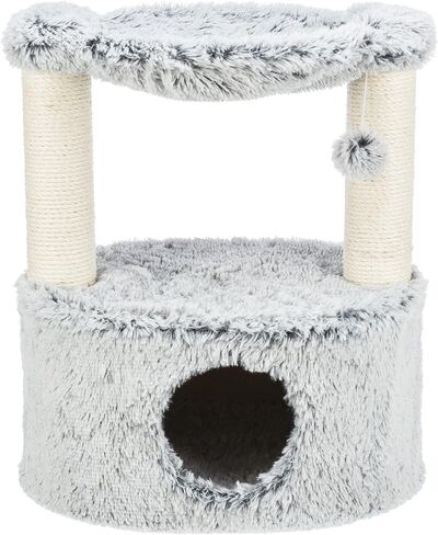 TRIXIE Gerado Cat Tree with Hammock, Condo, Scratching Post, Cat Toy (Gray) in Kuwait