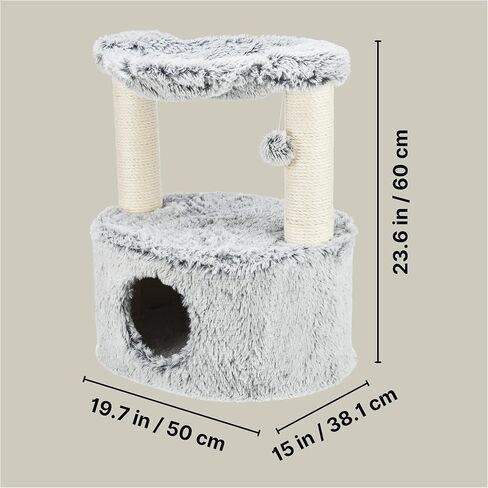 TRIXIE Gerado Cat Tree with Hammock, Condo, Scratching Post, Cat Toy (Gray) in Kuwait