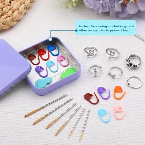 11 Pcs Crochet Ring, Adjustable Knitting Tension Rings, Finger Loop, Cat Yarn Guide Knitting Thimble, Faster Knitting Crochet Accessories for Mother Grandma Gifts (11Pcs) in Kuwait