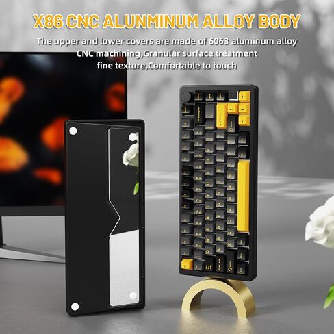 FELICON x Attack Shark X86 75% Aluminum CNC Wireless Mechanical Gaming Keyboard with Volume Knob,82 Key Gasket Hot Swappable RGB Custom Keyboard with 5-Layer Padding, BT/2.4GHz/USB-C-Milk White in Saudi Arabia