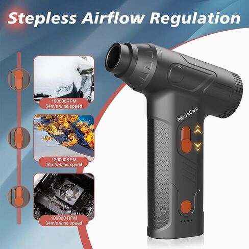 Compressed Air Duster - 160000RPM Electric Air Duster, Stepless Speed Tiny Rechargeable Cordless Air Blower for Electric Devices Cleaning Replaces Compressed Air Cans, Black in Saudi Arabia