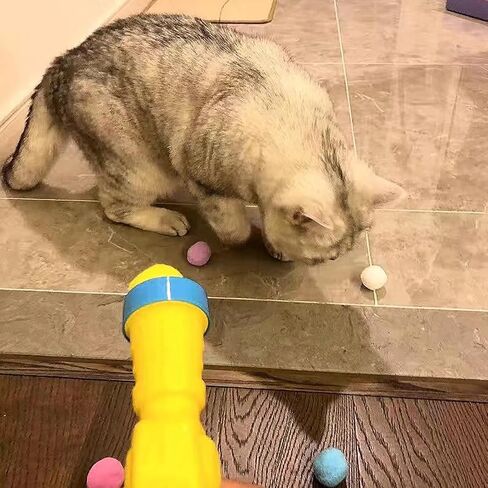 Felt Wool Cat Toys Ball Launcher Set 100Pcs Kitten Small Assorted Colorful Soft Felted Fabric Balls Silent Plush Elastic Cats Toy for Cat Lovers (100PCS+1*Launcher) in Saudi Arabia