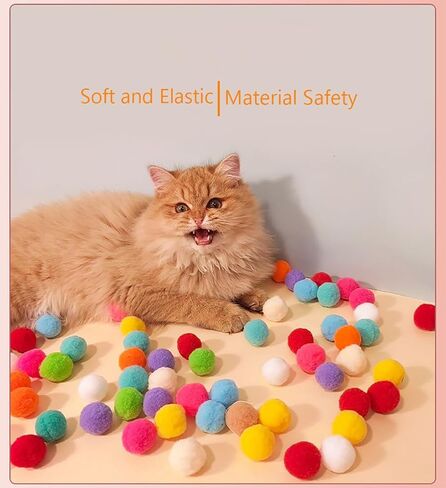 Felt Wool Cat Toys Ball Launcher Set 100Pcs Kitten Small Assorted Colorful Soft Felted Fabric Balls Silent Plush Elastic Cats Toy for Cat Lovers (100PCS+1*Launcher) in Saudi Arabia