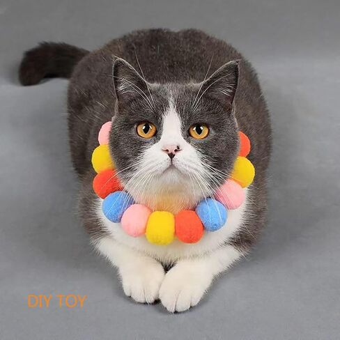 Felt Wool Cat Toys Ball Launcher Set 100Pcs Kitten Small Assorted Colorful Soft Felted Fabric Balls Silent Plush Elastic Cats Toy for Cat Lovers (100PCS+1*Launcher) in Saudi Arabia