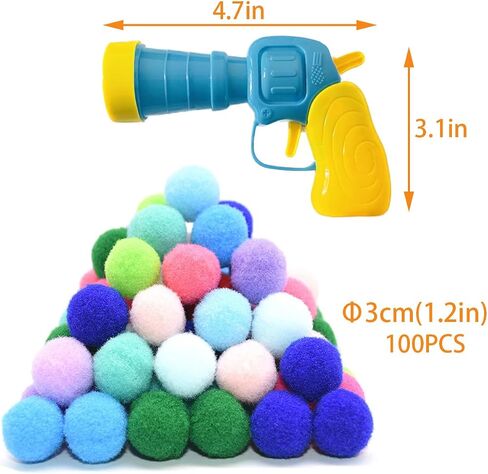 Felt Wool Cat Toys Ball Launcher Set 100Pcs Kitten Small Assorted Colorful Soft Felted Fabric Balls Silent Plush Elastic Cats Toy for Cat Lovers (100PCS+1*Launcher) in Saudi Arabia