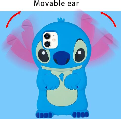 Lupct الأزرق سيليكون حالة لفون 11 3D الكرتون الحيوان لطيف مضحك الحالات الناعمة غطاء شخصية Kawaii، متعة بارد الجلد قذيفة للأطفال المراهقين الفتيات الفتيان لفون 11 in Kuwait