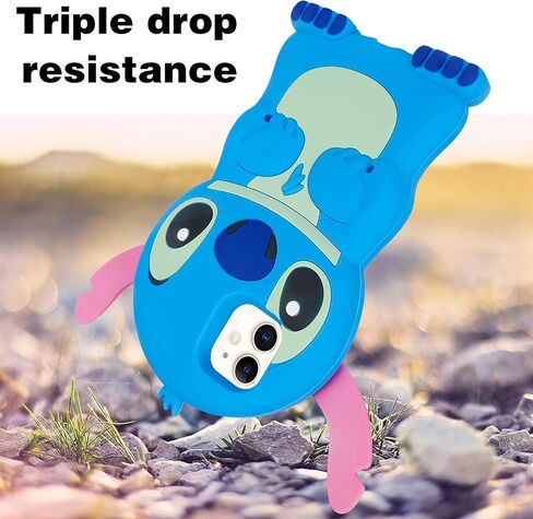 Lupct الأزرق سيليكون حالة لفون 11 3D الكرتون الحيوان لطيف مضحك الحالات الناعمة غطاء شخصية Kawaii، متعة بارد الجلد قذيفة للأطفال المراهقين الفتيات الفتيان لفون 11 in Kuwait