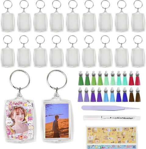 YCOSAN Acrylic Photo Frame Keyrings,1.58 x 2.2 inch/4 x 5.7cm Personalized Keychains, Photo Insert Keychains, 52 Pcs DIY Picture Keychains Kit in Saudi Arabia
