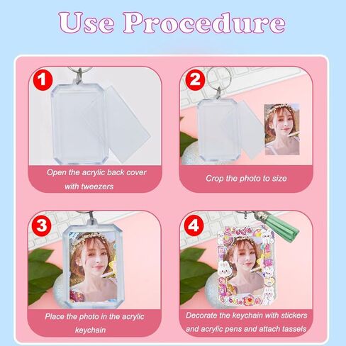 YCOSAN Acrylic Photo Frame Keyrings,1.58 x 2.2 inch/4 x 5.7cm Personalized Keychains, Photo Insert Keychains, 52 Pcs DIY Picture Keychains Kit in Saudi Arabia
