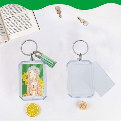 YCOSAN Acrylic Photo Frame Keyrings,1.58 x 2.2 inch/4 x 5.7cm Personalized Keychains, Photo Insert Keychains, 52 Pcs DIY Picture Keychains Kit in Saudi Arabia