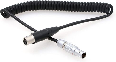 Right Angle 0B 2 Pin Male to 4 Pin Mini XLR Female Coiled Power Cable for ARRI Alexa Camera to Tvlogic Monitor in Kuwait