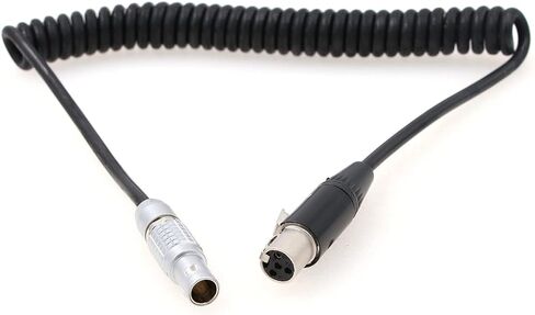 Right Angle 0B 2 Pin Male to 4 Pin Mini XLR Female Coiled Power Cable for ARRI Alexa Camera to Tvlogic Monitor in Kuwait