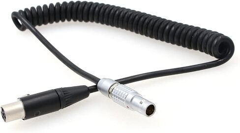 Right Angle 0B 2 Pin Male to 4 Pin Mini XLR Female Coiled Power Cable for ARRI Alexa Camera to Tvlogic Monitor in Kuwait