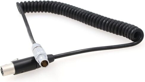 Right Angle 0B 2 Pin Male to 4 Pin Mini XLR Female Coiled Power Cable for ARRI Alexa Camera to Tvlogic Monitor in Kuwait