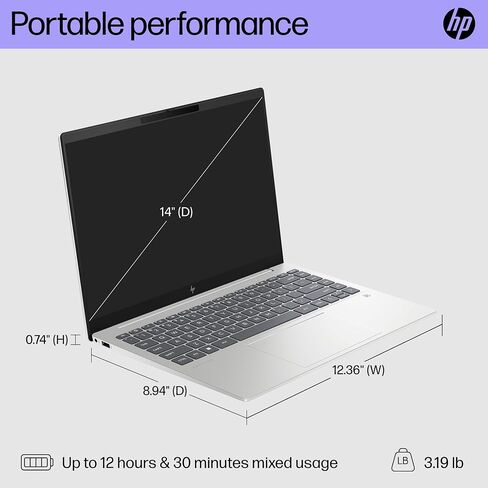 كمبيوتر محمول HP Pavilion Plus مقاس 14 بوصة OLED، معالج AMD Ryzen 7 7840U (Beat i7-1355U)، شاشة OLED 2.8k (2880x1800) 120 هرتز، ذاكرة الوصول العشوائي 16 جيجابايت، 512 جيجابايت SSD، لوحة مفاتيح بإضاءة خلفية، Windows 11 Pro، WOWPC Recovery USB in Kuwait