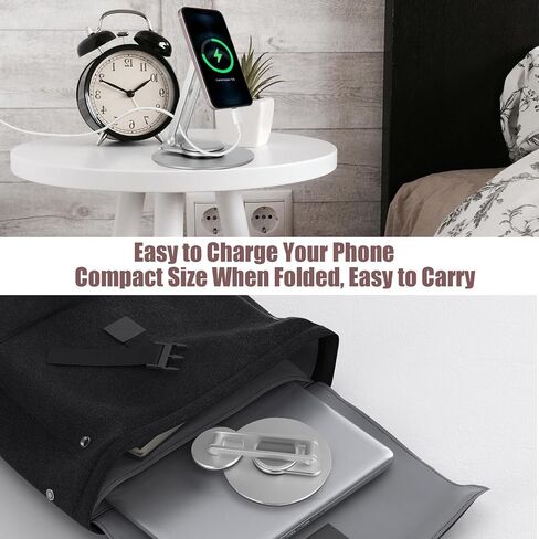 Magnetic Phone Stand for Desk, 360° Rotatable Foldable Magnetic Phone Holder Stand, Height&Tilt Adjiustable, Non Slip Base Magsafe Phone Holder for iPhone 15/14/13/12 Series/Magsafe Case (Black) in Saudi Arabia