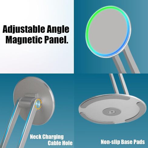Magnetic Phone Stand for Desk, 360° Rotatable Foldable Magnetic Phone Holder Stand, Height&Tilt Adjiustable, Non Slip Base Magsafe Phone Holder for iPhone 15/14/13/12 Series/Magsafe Case (Black) in Saudi Arabia