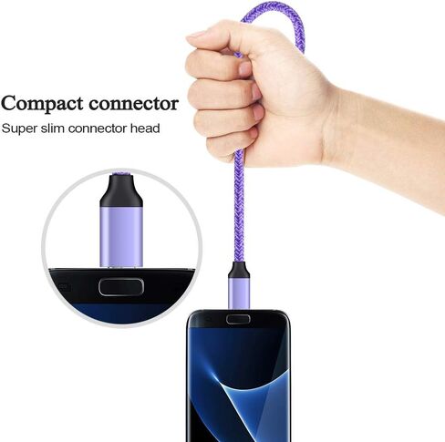 كابل Micro USB، 2 حزمة شاحن هاتف بطول 6 أقدام، أسلاك طاقة Android، كابلات شحن سريعة طويلة متوافقة مع Samsung Galaxy J7 S6 S7 Edge J3، Note 3 4 5، Tablet S2 S4، LG Stylo 2/3 Plus in Kuwait