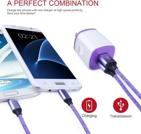 كابل Micro USB، 2 حزمة شاحن هاتف بطول 6 أقدام، أسلاك طاقة Android، كابلات شحن سريعة طويلة متوافقة مع Samsung Galaxy J7 S6 S7 Edge J3، Note 3 4 5، Tablet S2 S4، LG Stylo 2/3 Plus in Kuwait