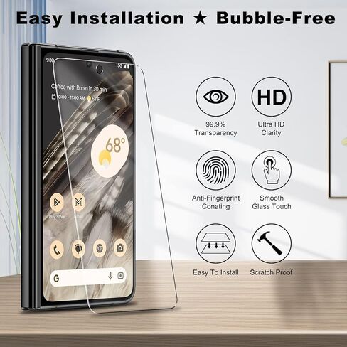 LYWHL (عبوة من قطعتين لواقي شاشة Google Pixel Fold 5G [الشاشة الأمامية فقط] غطاء حماية من الزجاج المقسى عالي الدقة وشفاف بدرجة 9H وطبقة حماية صديقة للبيئة، مضاد للخدش وخالي من الفقاعات وسهل التركيب in Kuwait